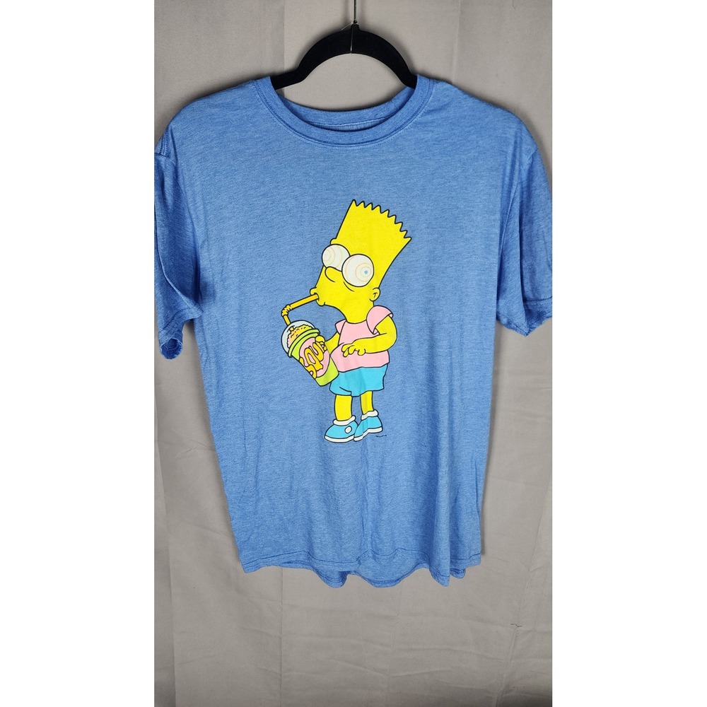 The Simpsons Bart Simpson Squishee Graphic T-Shirt Blue Heather Y2K Vintage L